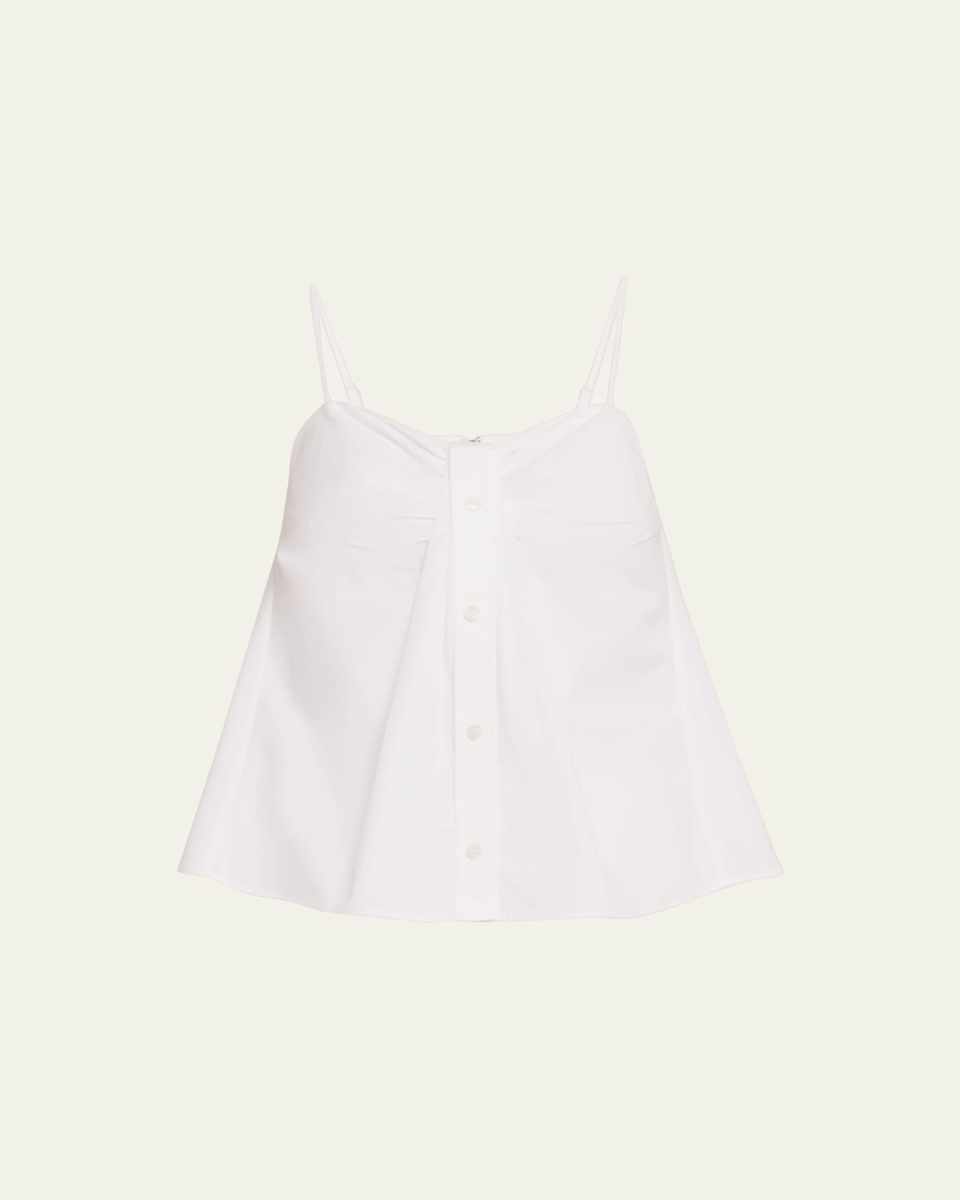 Kenz Sleeveless Cotton Poplin Button-Front Top