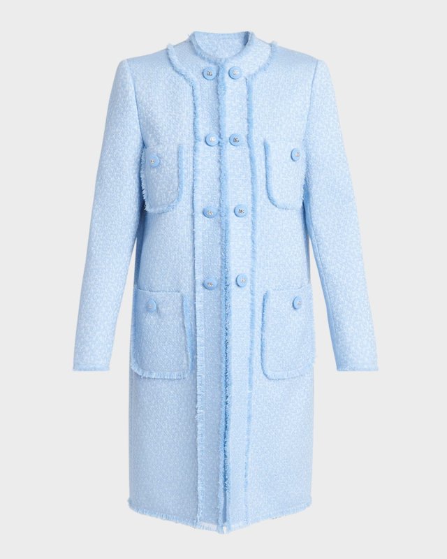 Rachel Front-Pockets Tweed Coat