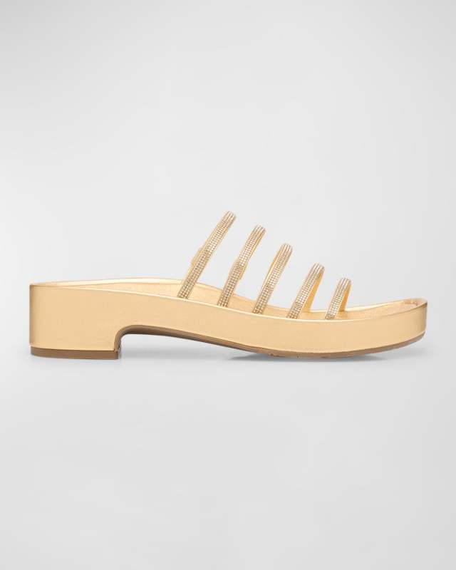 Laryn Crystal Five-Strap Slide Sandals