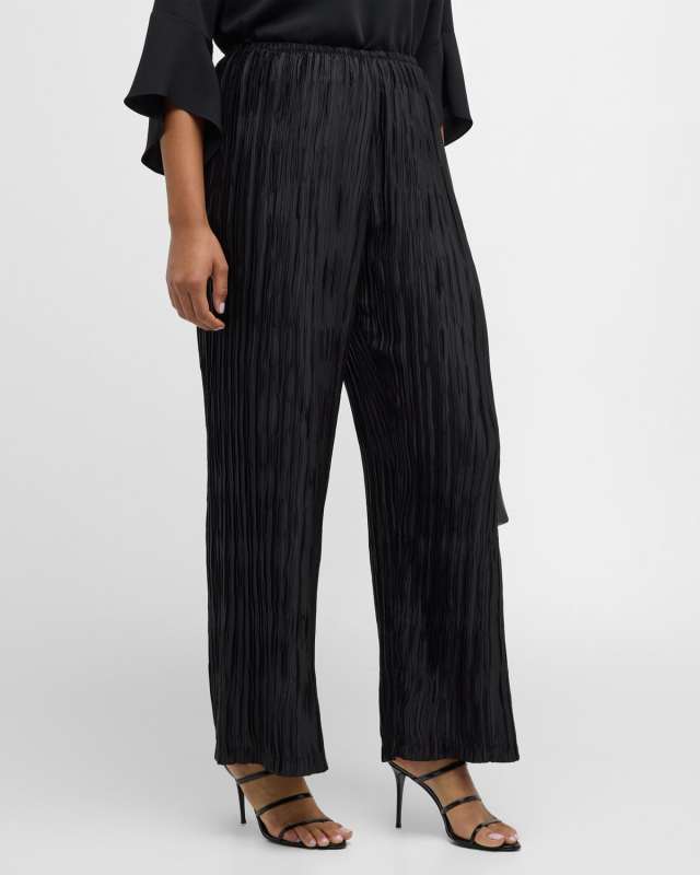 Plus Size Pleated Straight-Leg Pants