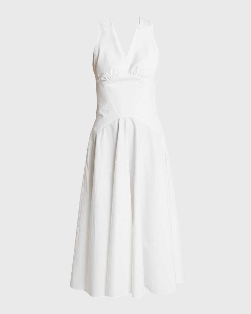 V-Neck Sleeveless Crossback Midi Dress