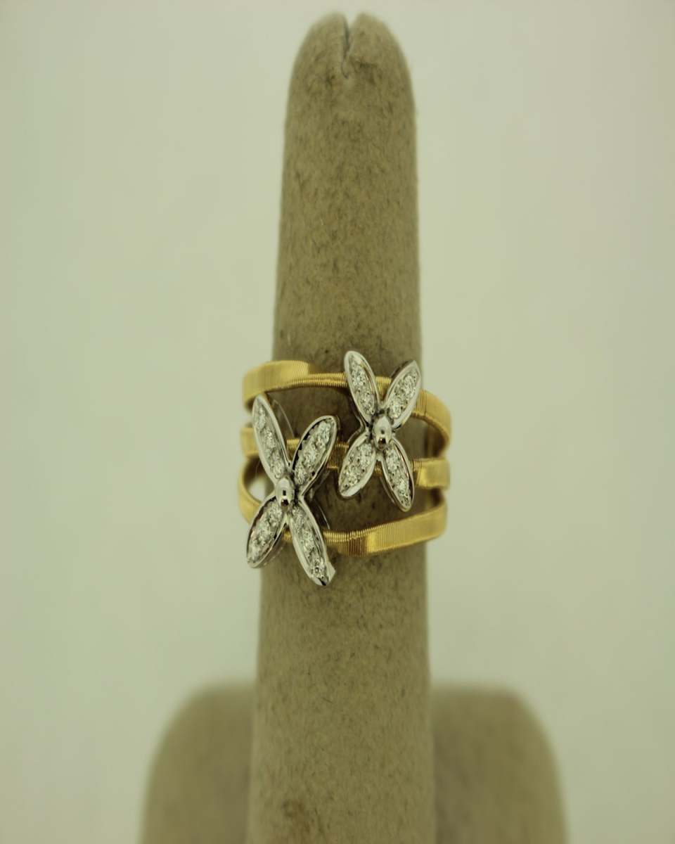 Marrakech Onde 18K Yellow and White Gold 3-Row Diamond Ring