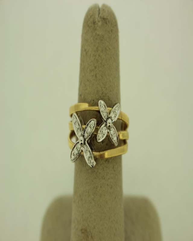 Marrakech Onde 18K Yellow and White Gold 3-Row Diamond Ring