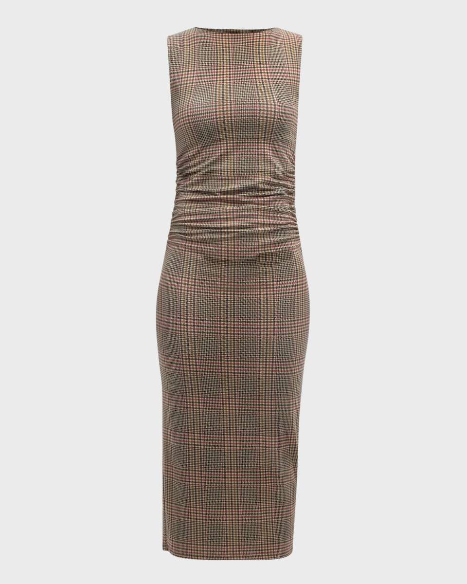 Charissa Plaid Bodycon Midi Dress