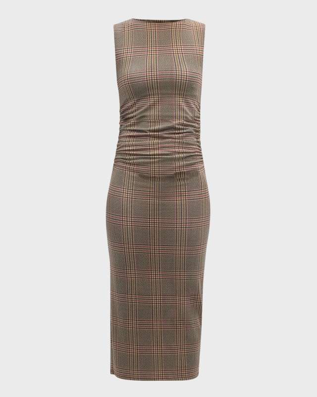 Charissa Plaid Bodycon Midi Dress