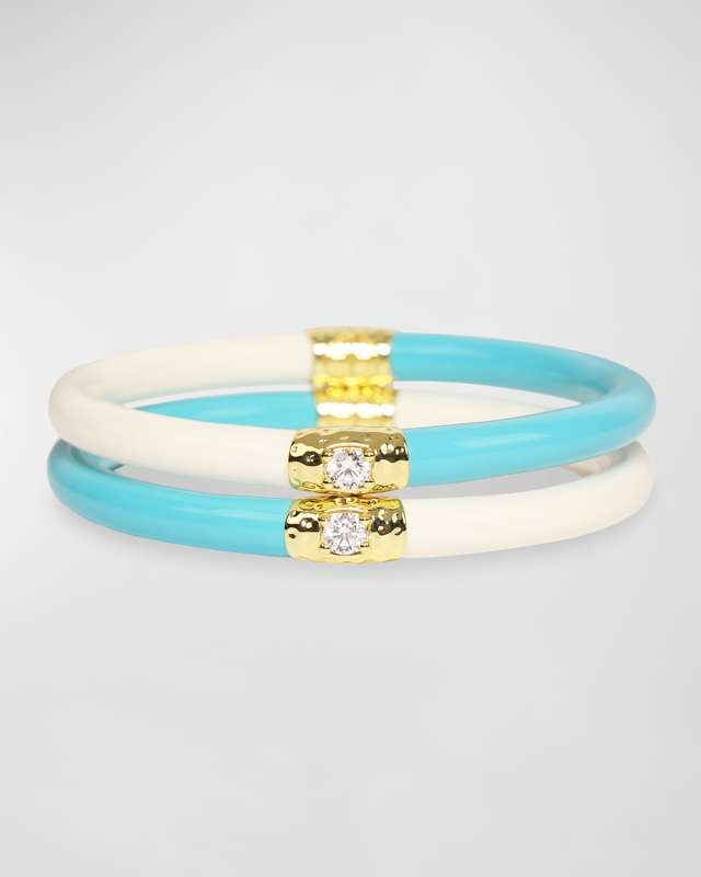 Yin & Yang All Weather Bangles, Turquoise/Ivory