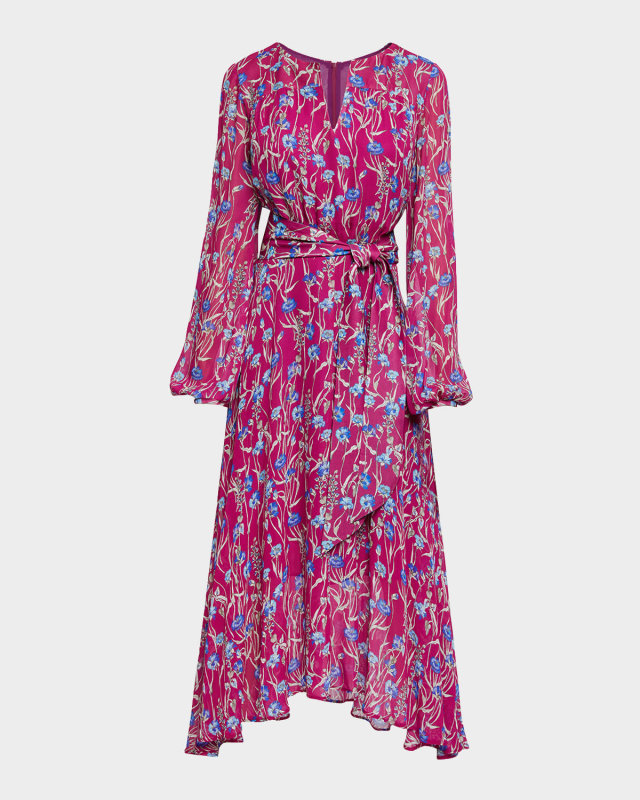 Aubree Floral-Print Georgette Midi Dress