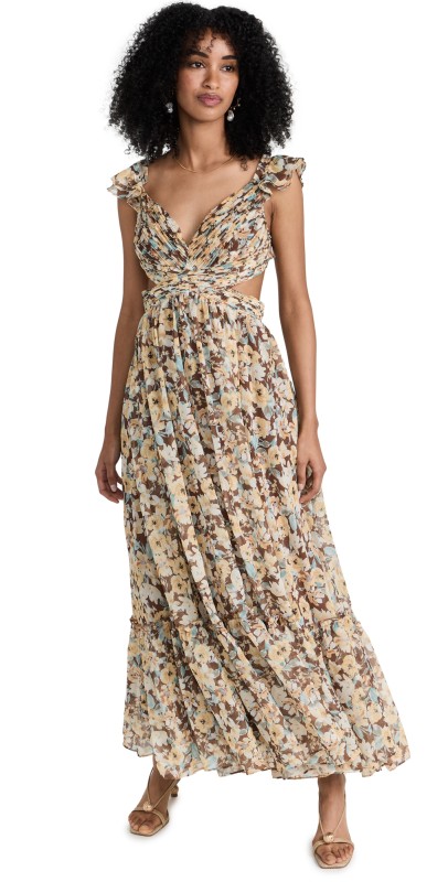 ASTR the Label Primrose Dress Brown Yellow Floral