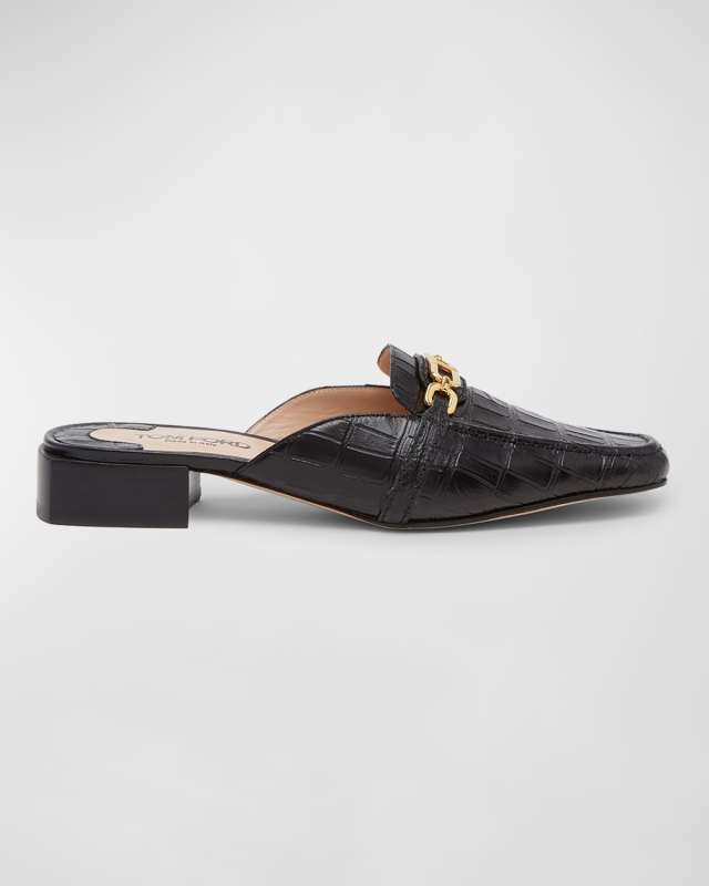 Whitney Croco Chain Loafer Mules