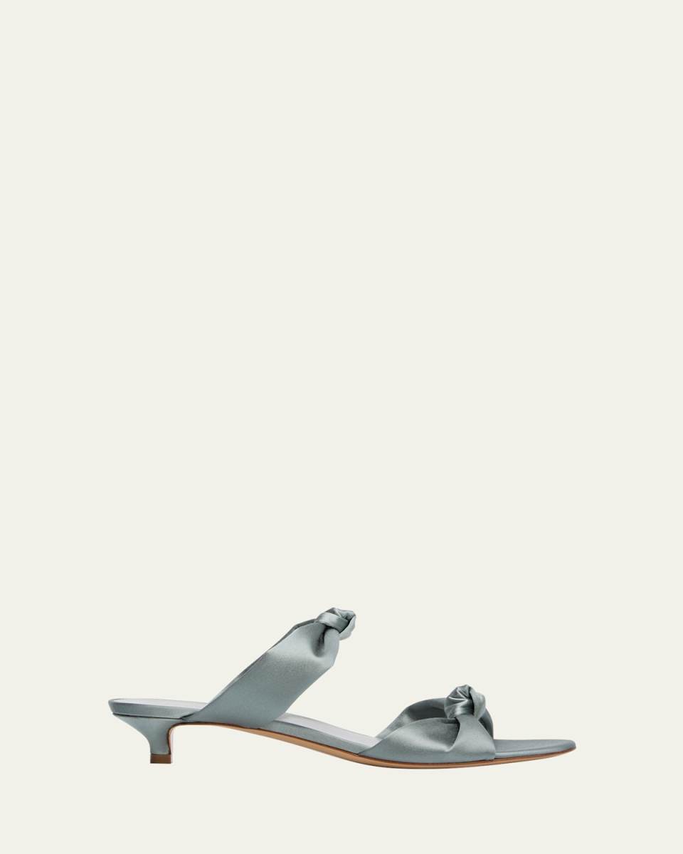 Silk Knot Kitten-Heel Slide Sandals