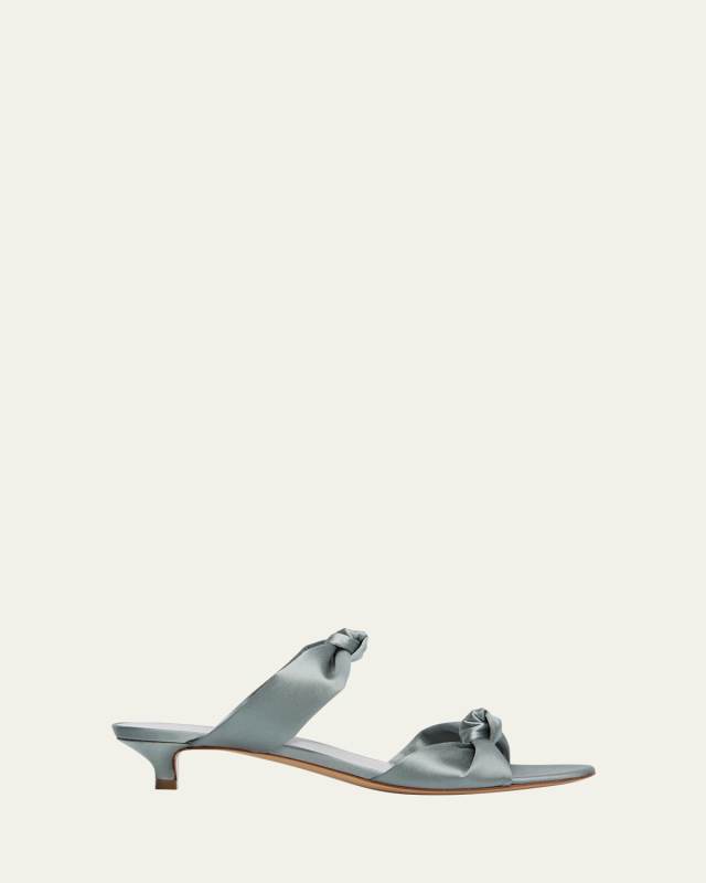Silk Knot Kitten-Heel Slide Sandals