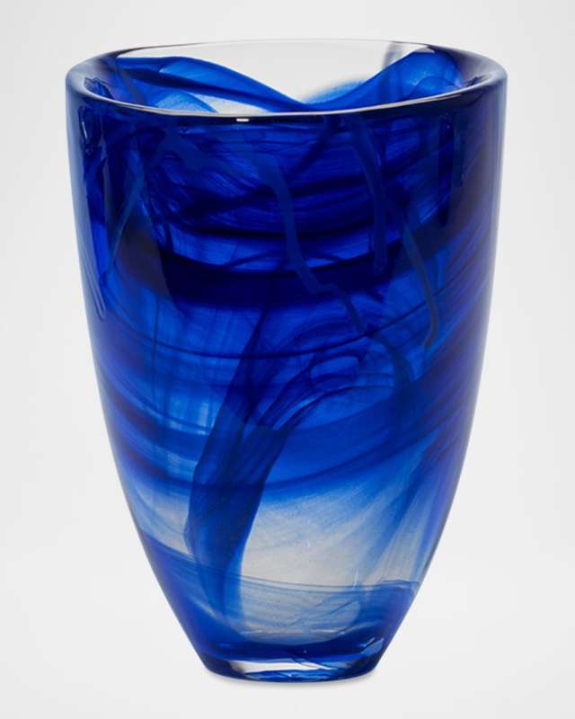 Contrast Blue Vase, 8"