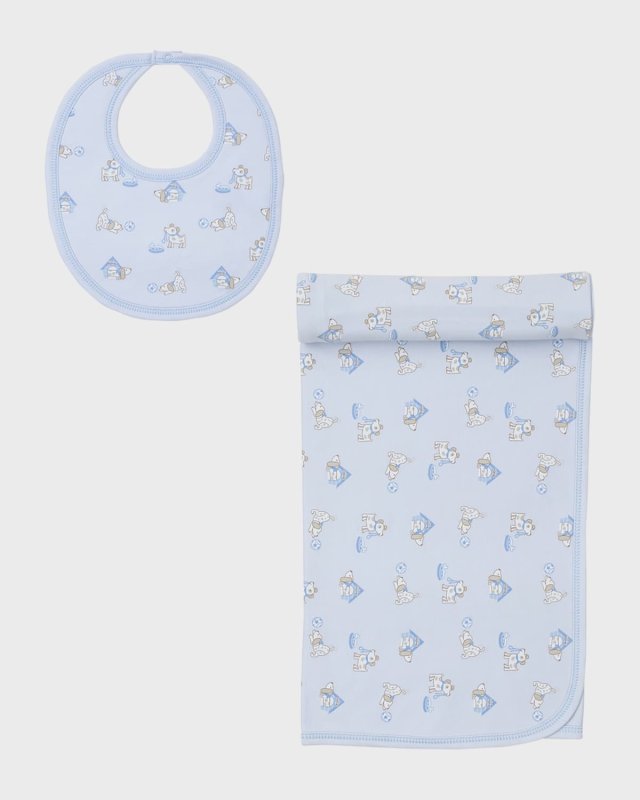 Girl's Pups In Action Bib & Blanket Set