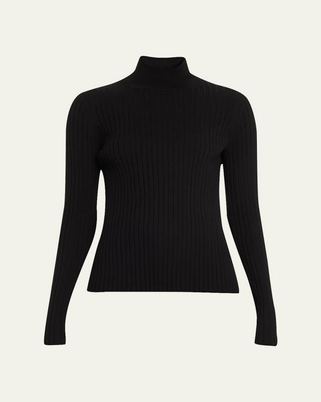 Ribbed Stand-Collar Sweater