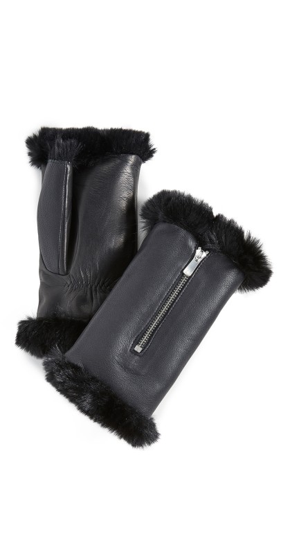 Agnelle Barbara Fingerless Gloves Noir