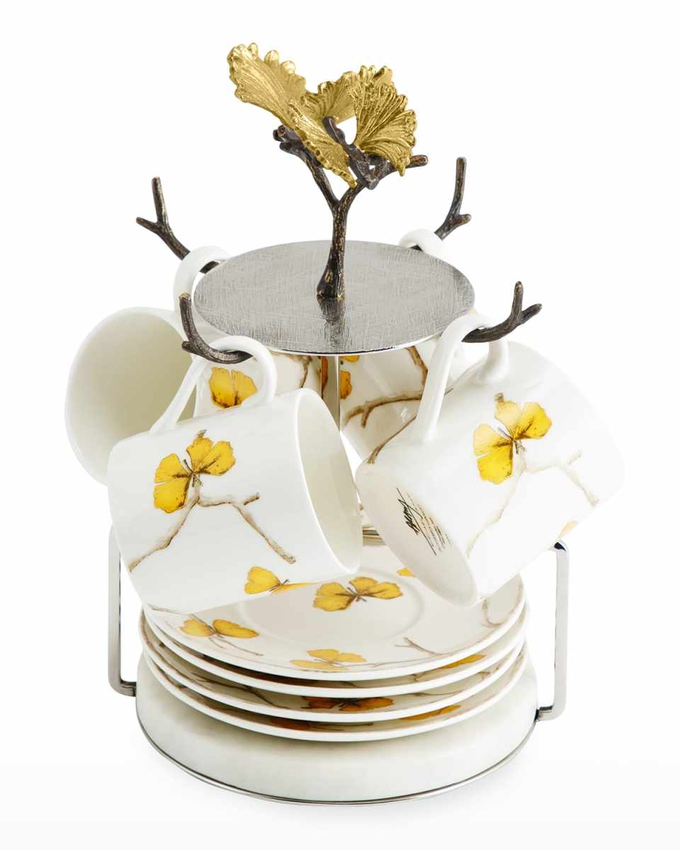 Butterfly Ginkgo Demitasse Set with Stand