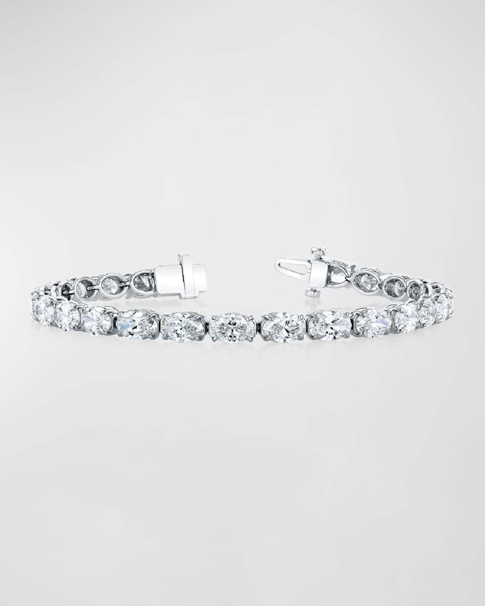 18K Gold East-West Prong-Set Diamond Tennis Bracelet, 7.40tcw, 7"L