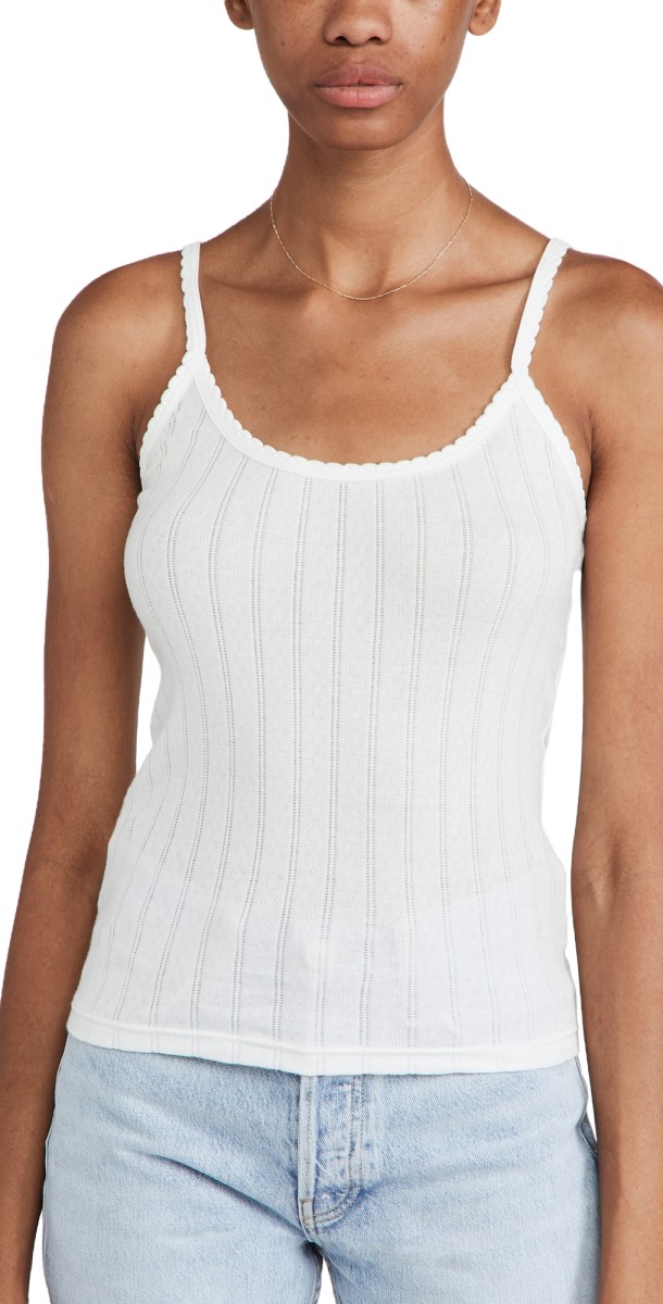 Leset Pointelle Classic Tank Top White