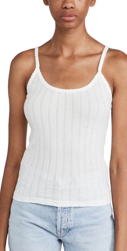Leset Pointelle Classic Tank Top White