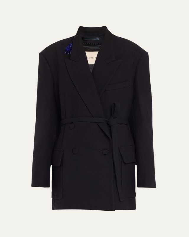 Bless Beaded Double-Breasted Wool Jacket