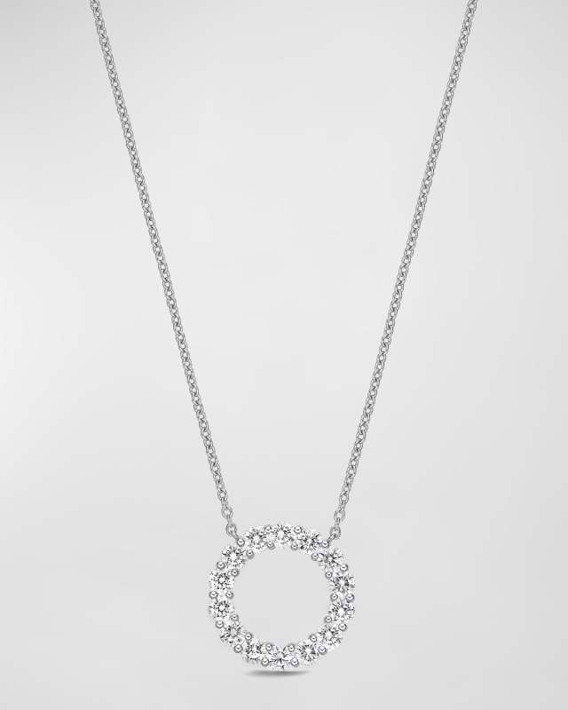 18k White Gold Diamond Circle Necklace, 18"L, 1.04tcw