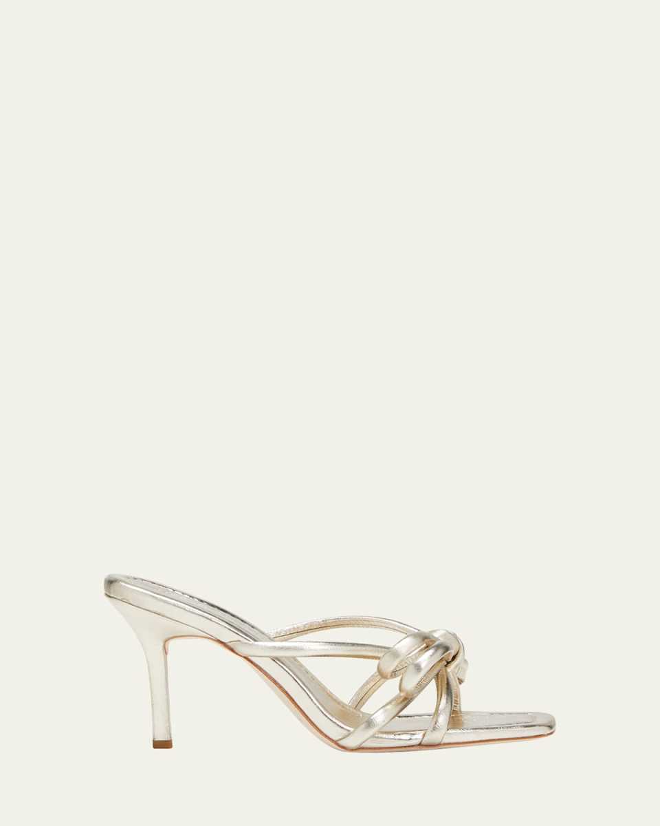 Margi Metallic Bow Stiletto Slide Sandals