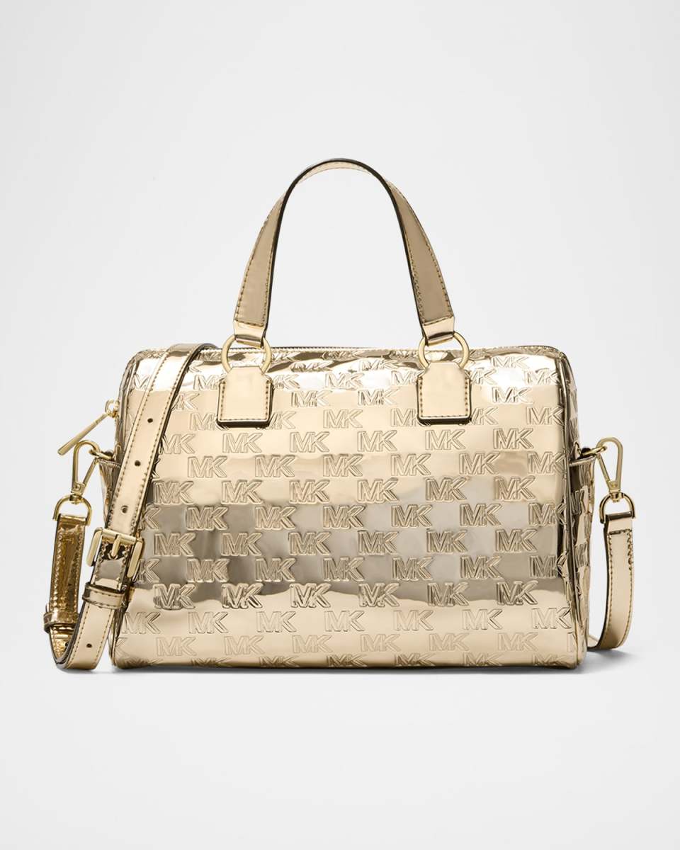 Mason Metallic Monogram Leather Shoulder Bag