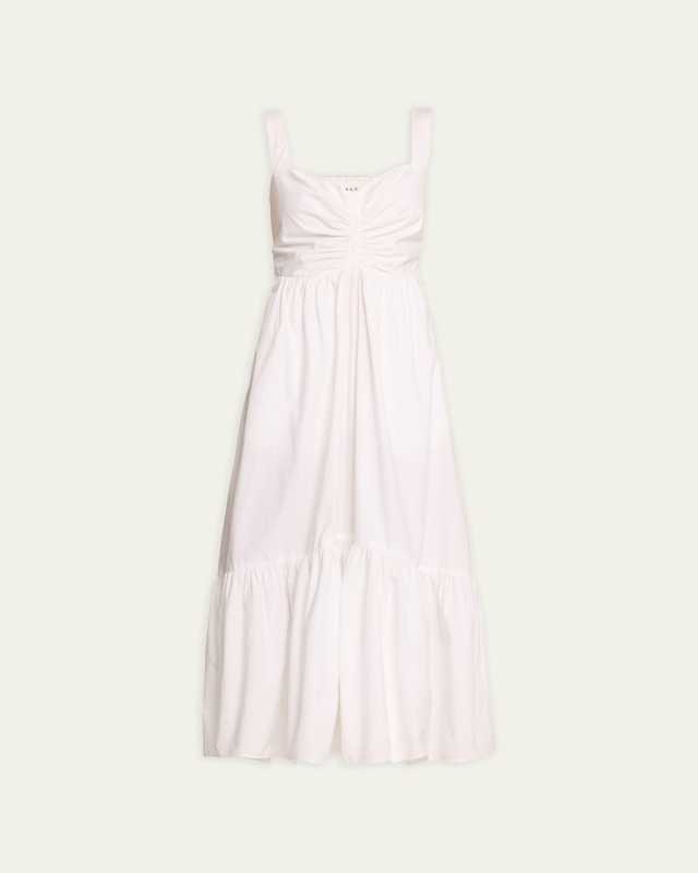 Lilah II Ruched Cotton A-Line Midi Dress