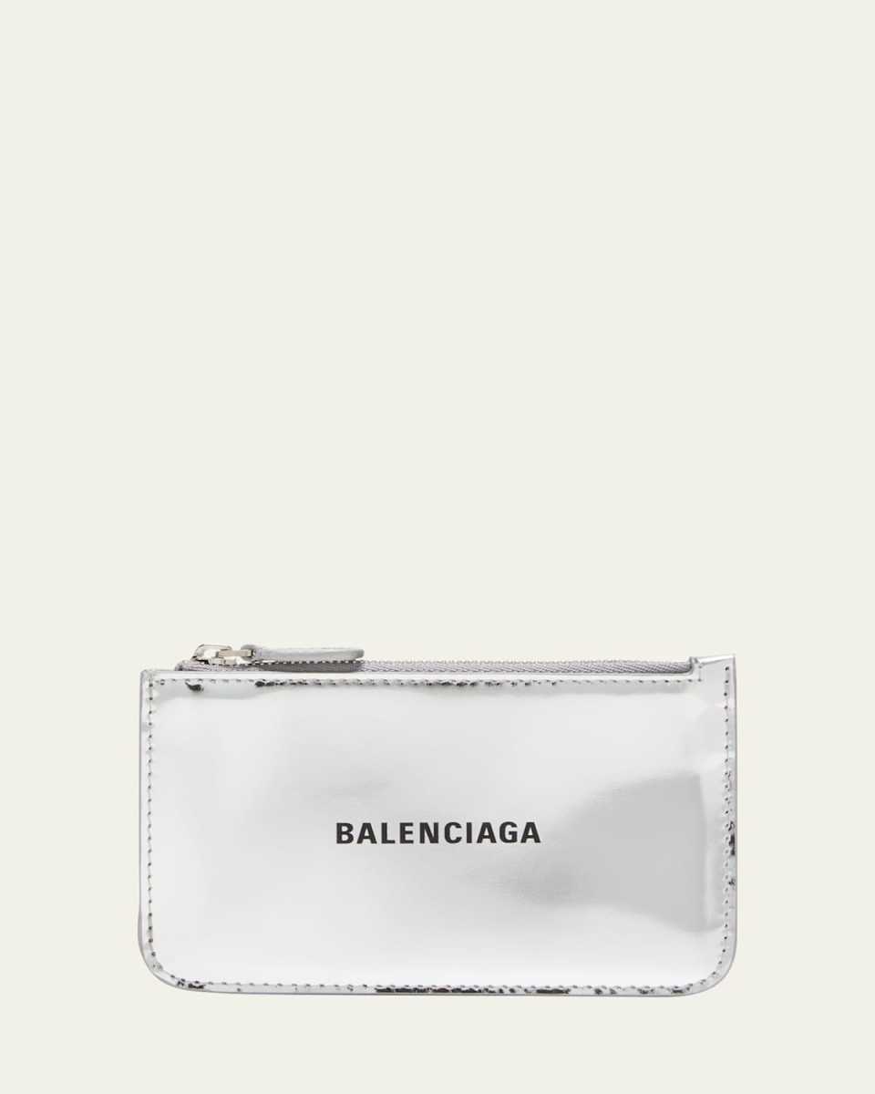 Metallic Zip Leather Card Holder
