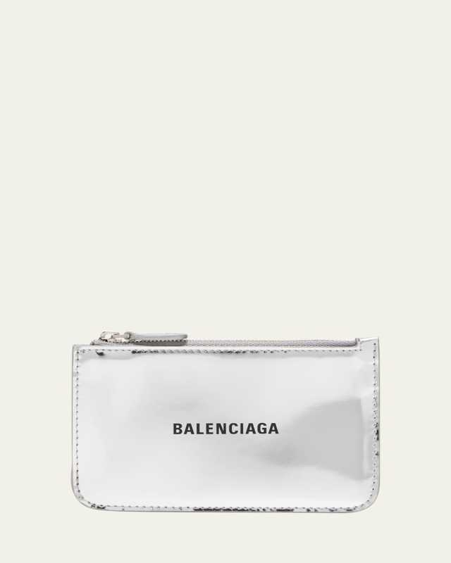 Metallic Zip Leather Card Holder