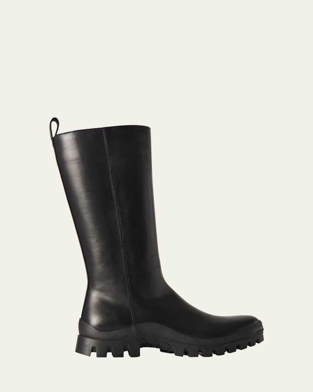 Greta Leather Tall Moto Boots