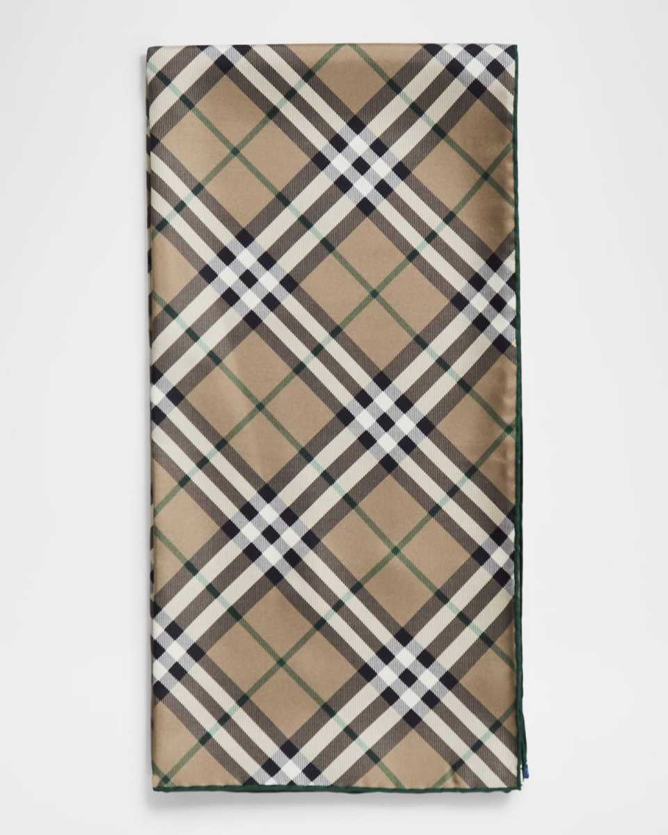 Check Silk Square Scarf
