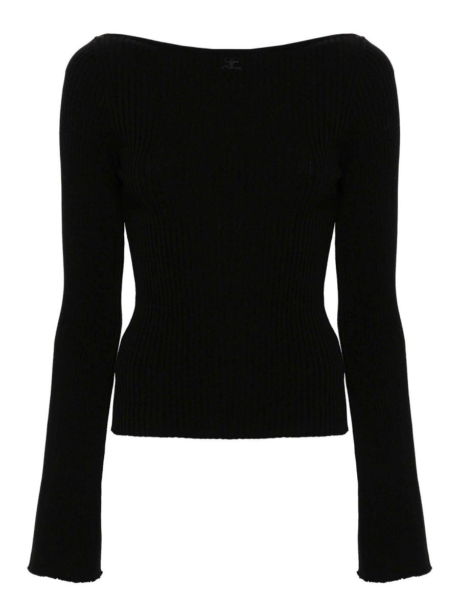 Courreges Pull Col Bateau - Noir