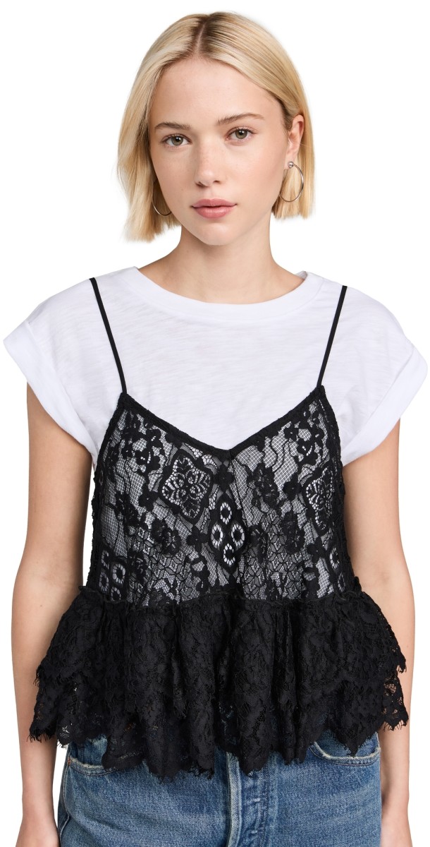 Cinq à Sept Lace Samantha Top White/Black