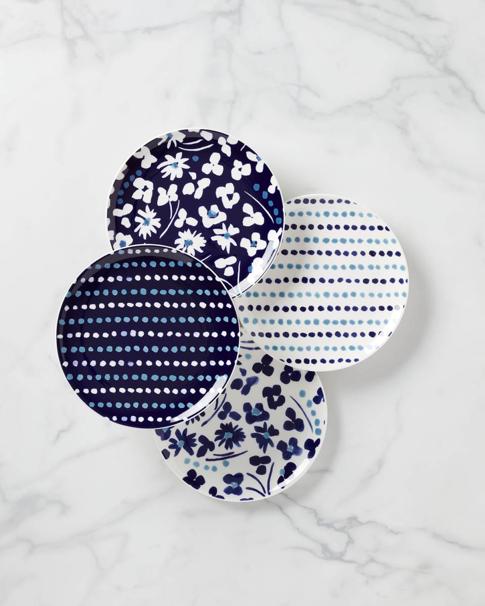 floral way 4-piece accent plate set