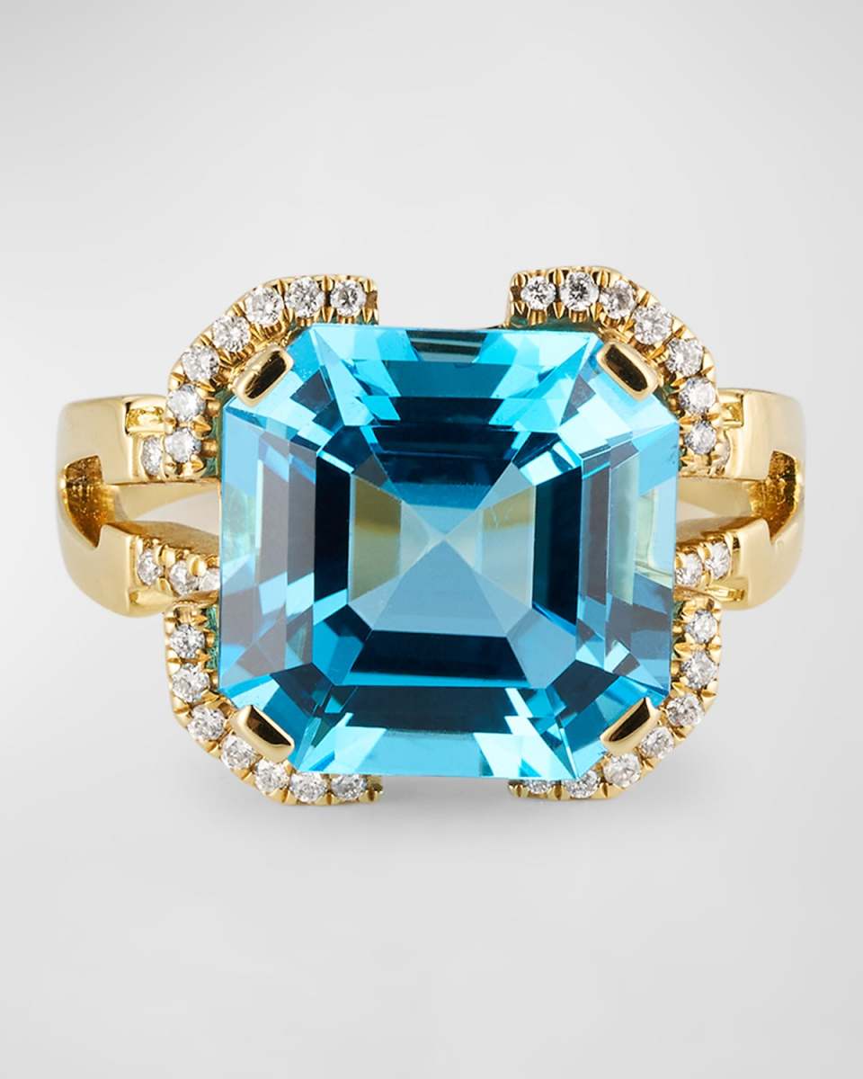 Gossip 18K Yellow Gold Blue Topaz Ring with Diamonds