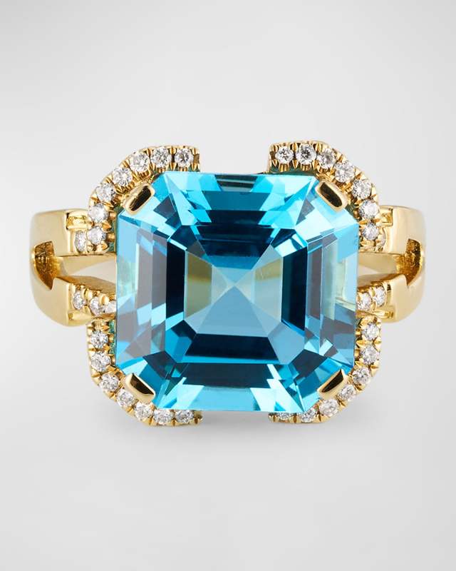 Gossip 18K Yellow Gold Blue Topaz Ring with Diamonds