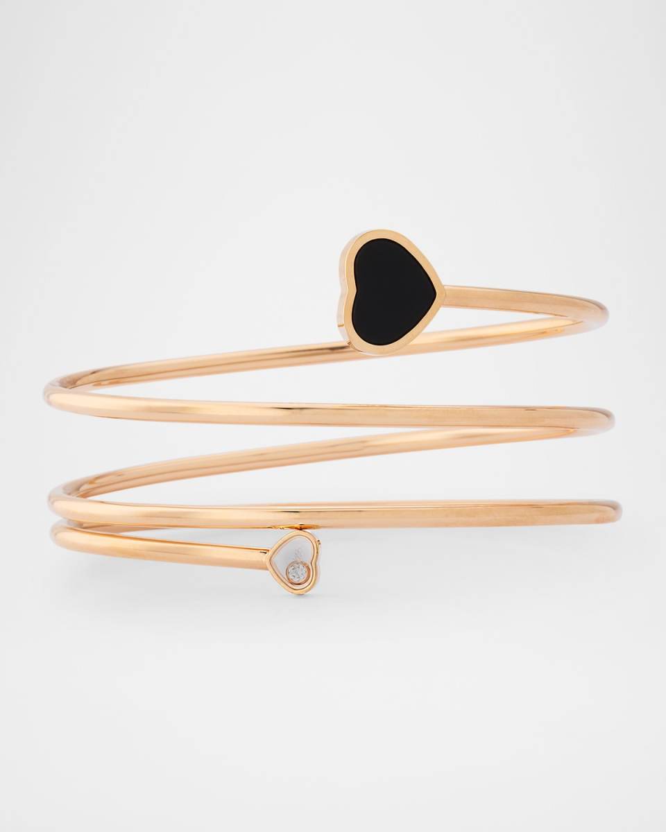 Happy Hearts 18K Rose Gold Onyx & Diamond Bracelet