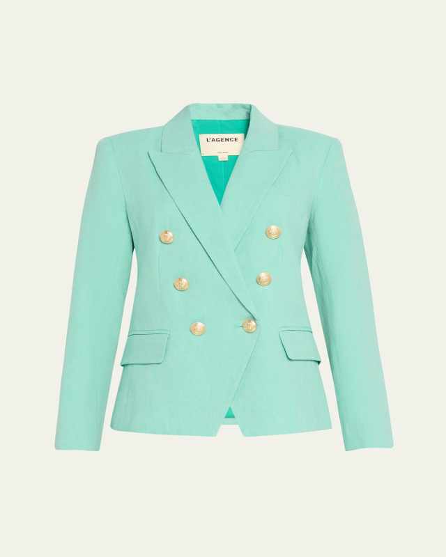 Kenzie Linen and Cotton Double-Breasted Blazer