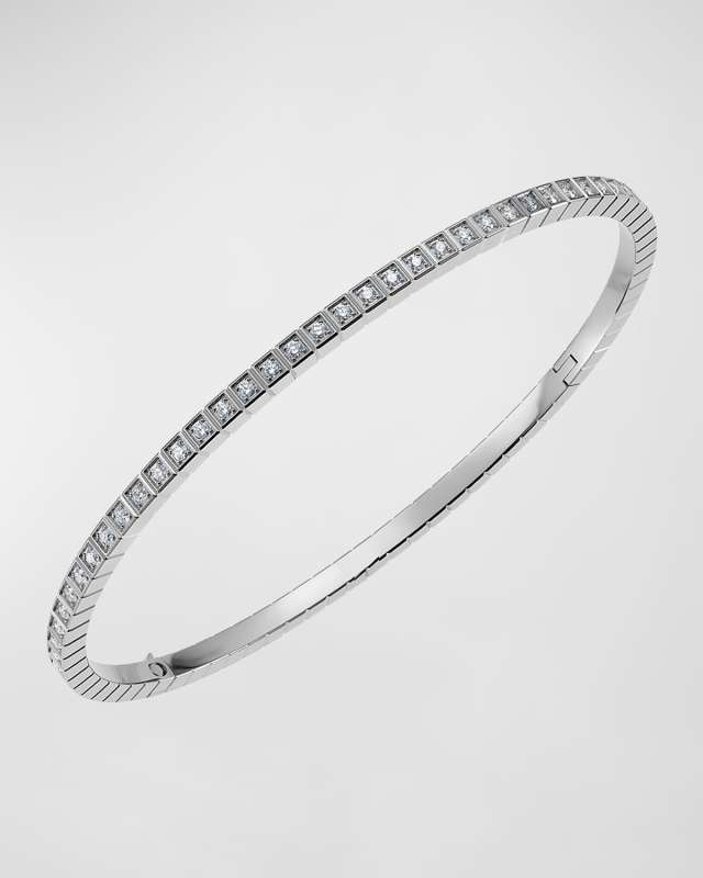 Ice Cube 18K White Gold Full Diamond Bangle Bracelet, Siz