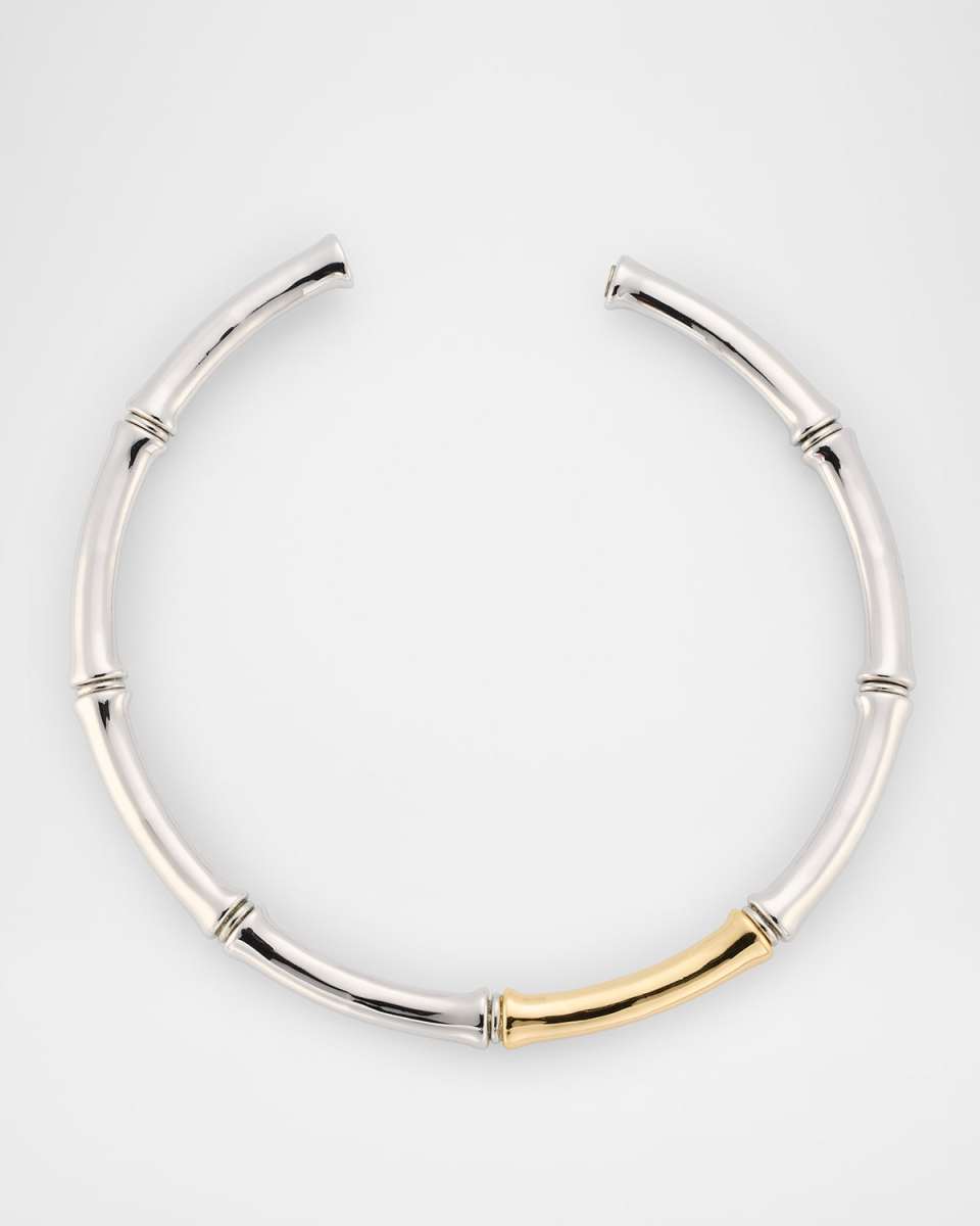 Two-Tone Bamboo Slip-On Collar Necklace, 8mm