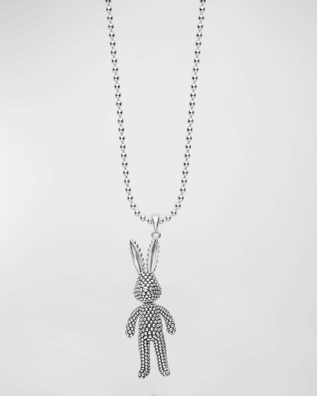 Sterling Silver Rare Wonder 45MM Rabbit Pendant Necklace