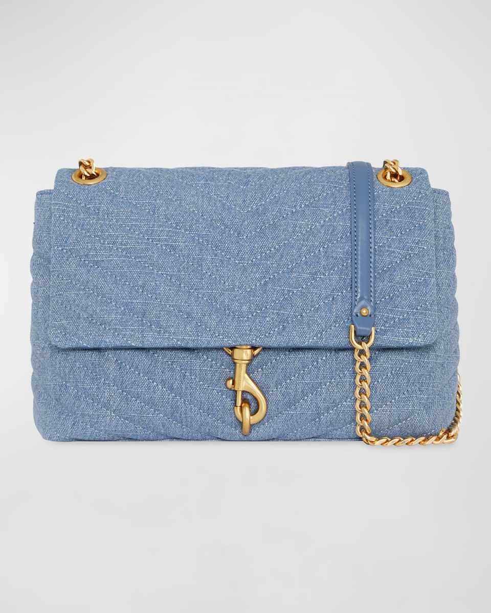 Edie Flap Quilted Denim Shoulder Bag
