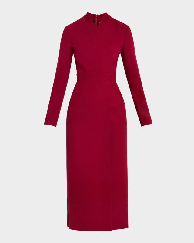 Eloise Stretch Wool Column Midi Dress