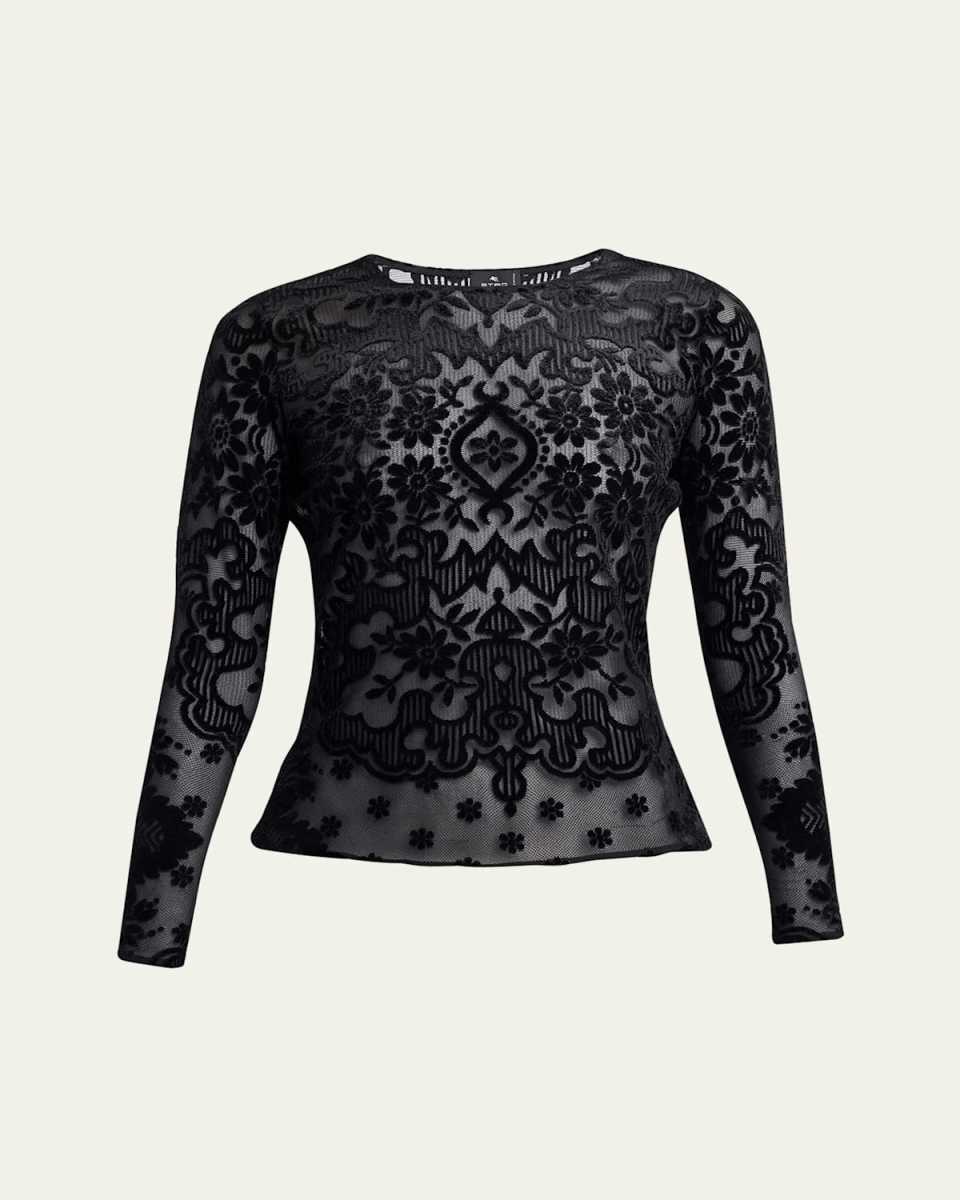 Sheer Velvet Printed Top