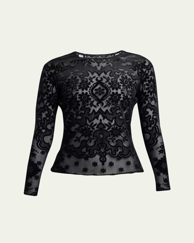 Sheer Velvet Printed Top