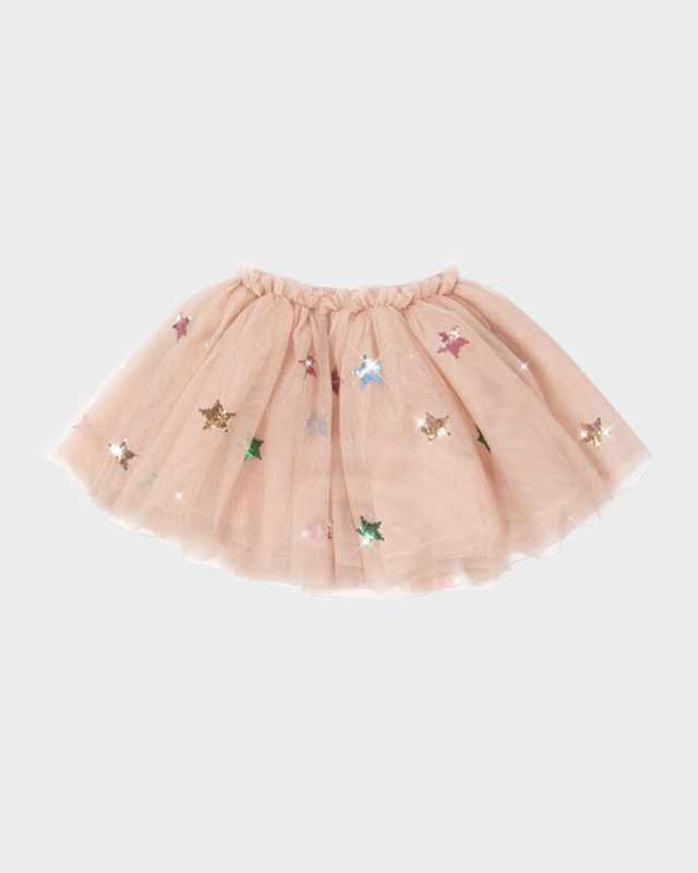 Girl's Yvonne Sequined Tulle Skirt, Size 12M