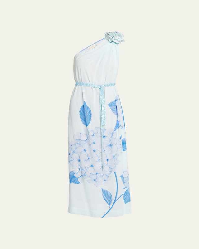 Hydrangea-Print Toga Maxi Dress