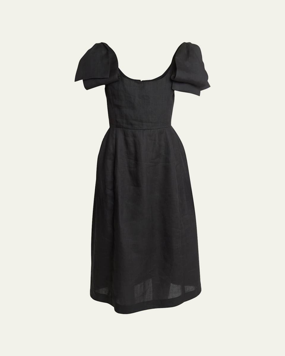 Shoulder Ruffle Midi Voile Dress