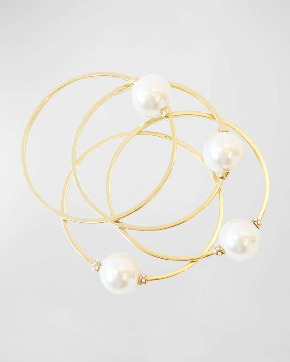 Rolling Pearly Bangles, Set of 4